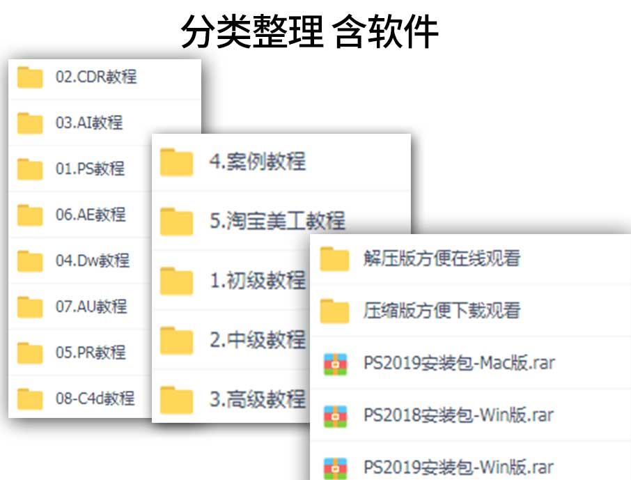 【教程+软件】PS视频教程Pr零基础学习UI设计C4D全套CDR电商AI插画AE粒子特效